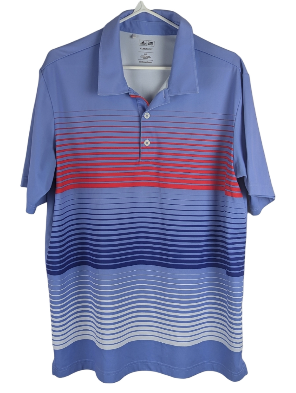 Adidas Golf Climalite Blue Striped Polo Shirt Large ⛳️
